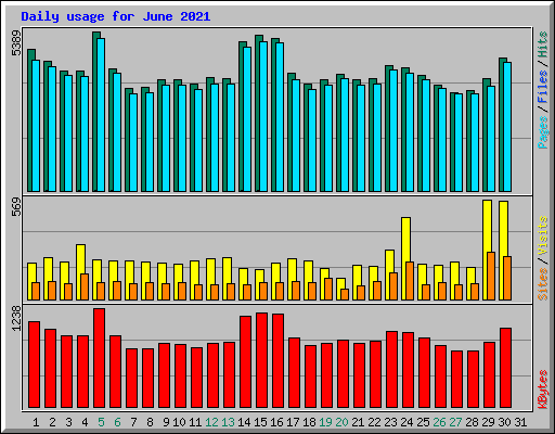 Daily usage for June 2021