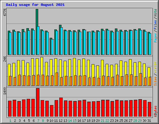 Daily usage for August 2021