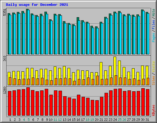 Daily usage for December 2021
