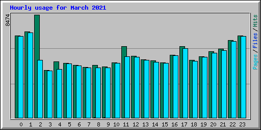 Hourly usage for March 2021